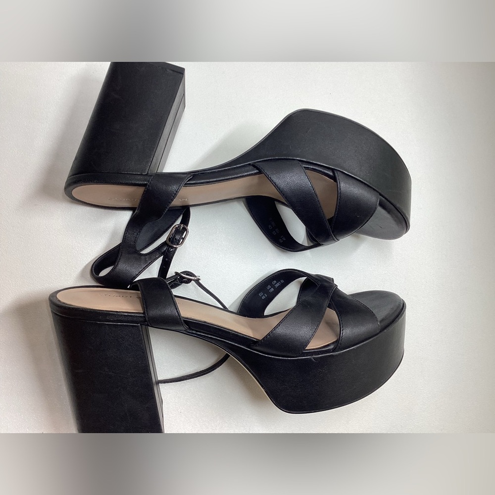 Stuart Weitzman Miami Black Strappy Block Heel Sandals with Ankle Buckle Size 10 - Picture 11 of 16